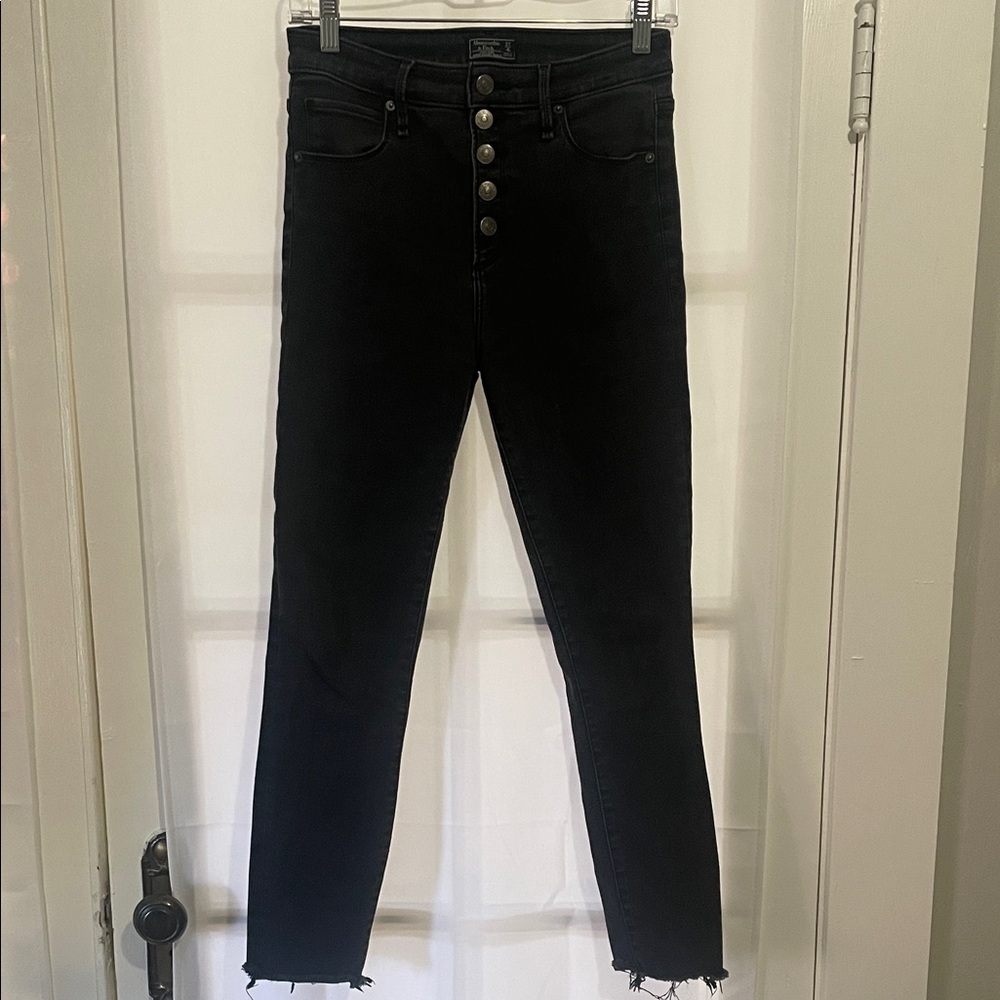 Abercrombie & Fitch - Skinny Black High-Waisted Button-Fly Jeans - Size 27 / 4